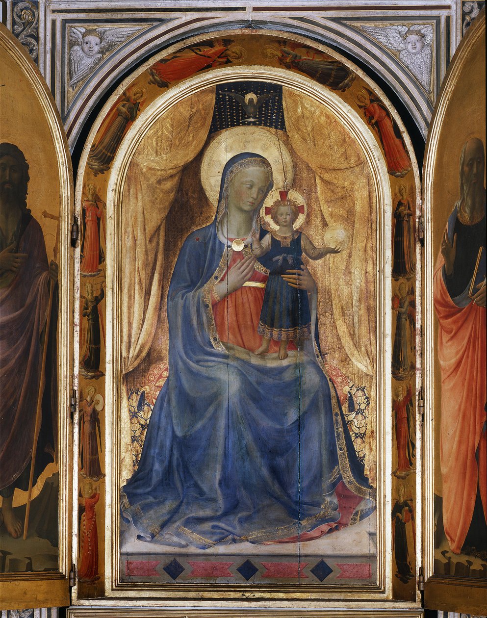 Szűz gyermekkel. Nyitott Linaioli tabernákulum (Festmény fára alkotó: Fra  Angelico