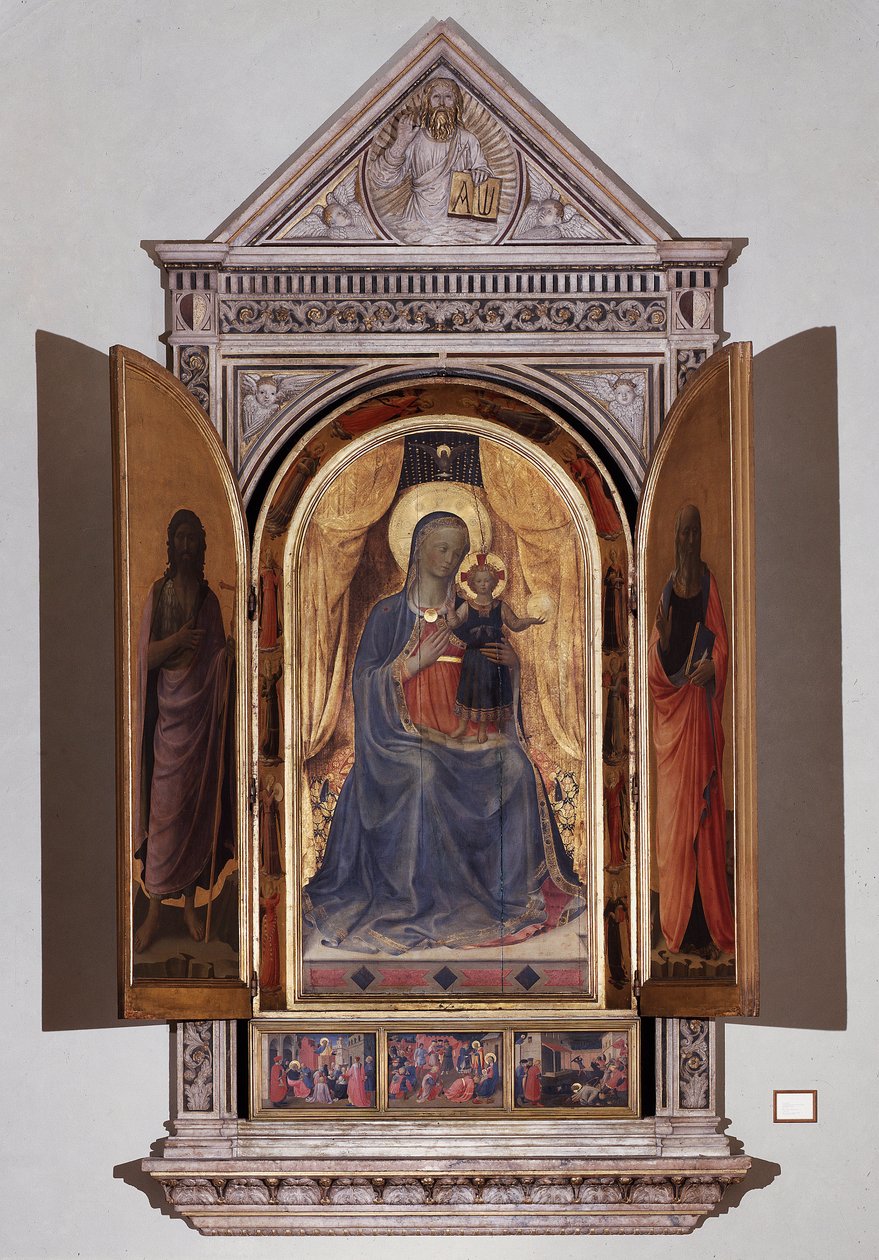 Szűz gyermekkel. Nyitott Linaioli tabernákulum (fafestmény alkotó: Fra  Angelico