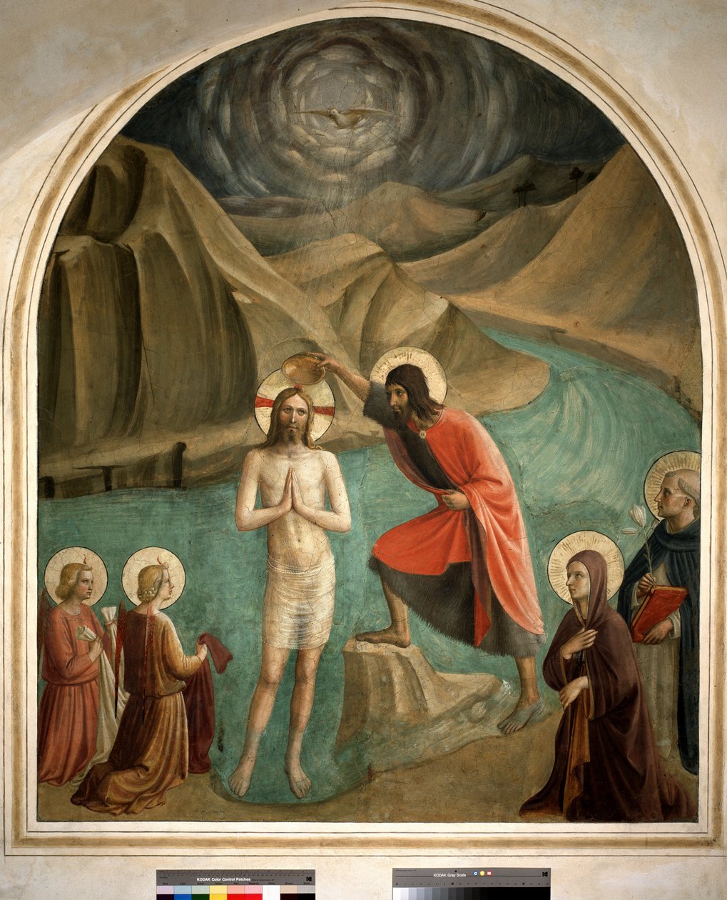 Keresztelő Szent János Krisztus megkeresztelkedése – Guido di Pietro freskója alkotó: Fra Angelico