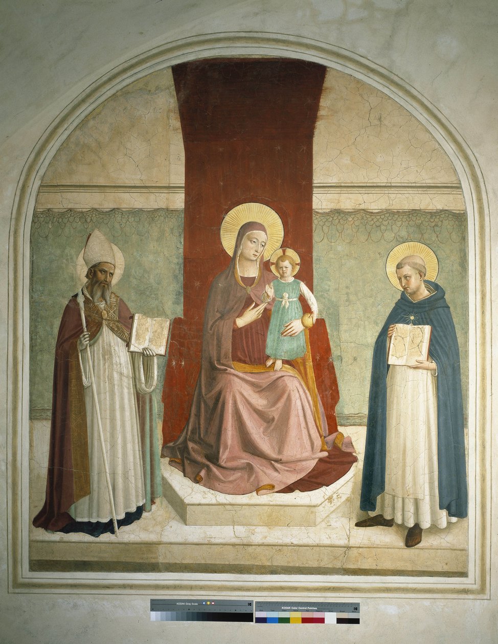 Madonna és gyermek Szent Ferenccel és Szent Zenobiával.Guido di Pietro freskója alkotó: Fra Angelico