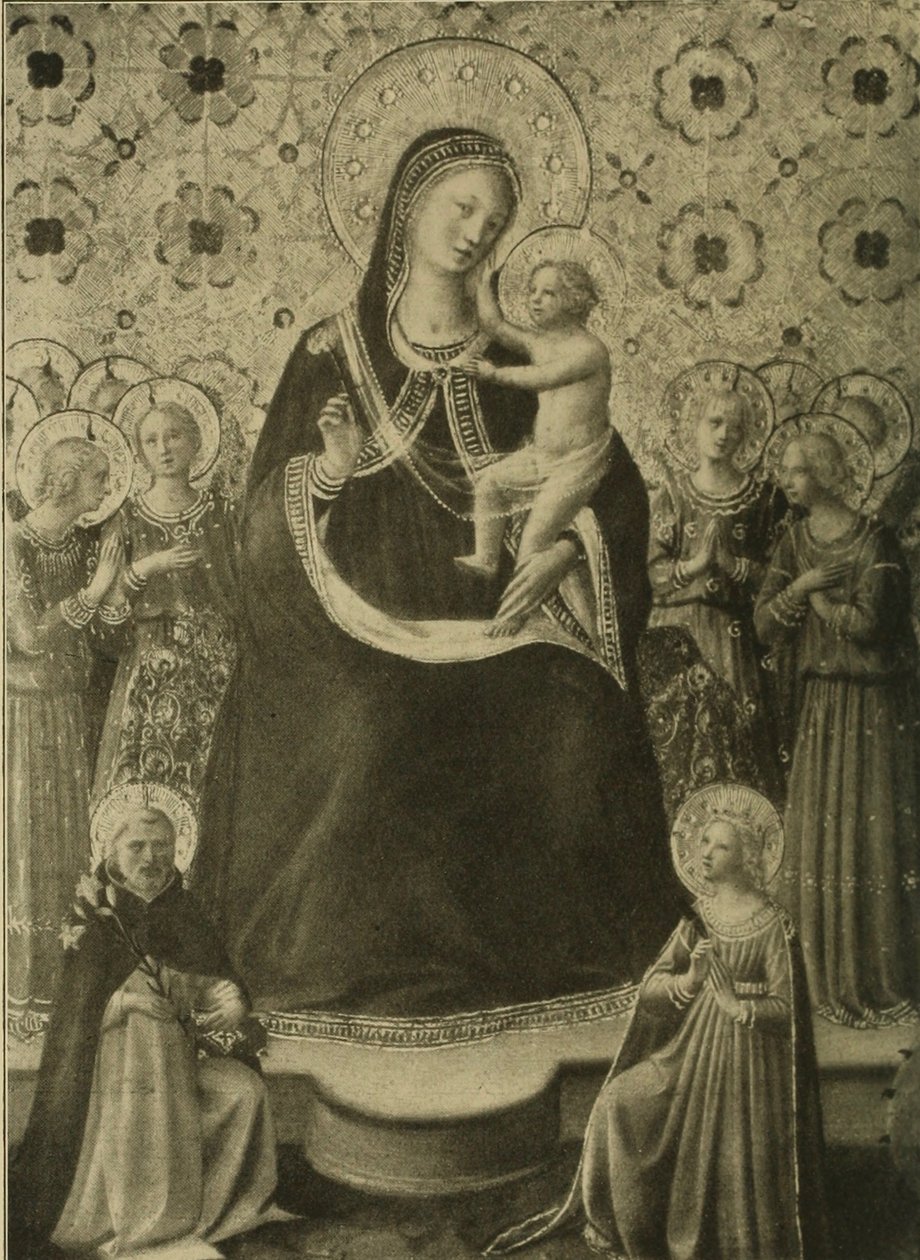 Madonna és gyermeke kilenc angyallal és Szent Domonkos és Alexandriai Szent Katalinnal trónolva alkotó: Fra Angelico