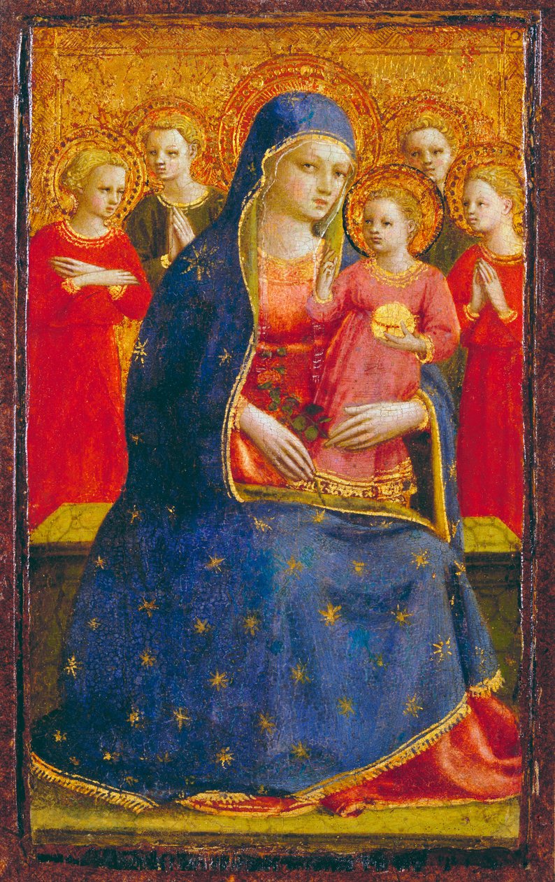 Madonna és gyermeke angyalokkal, 1425 körül (tempera és arany a panelen) alkotó: Fra Angelico