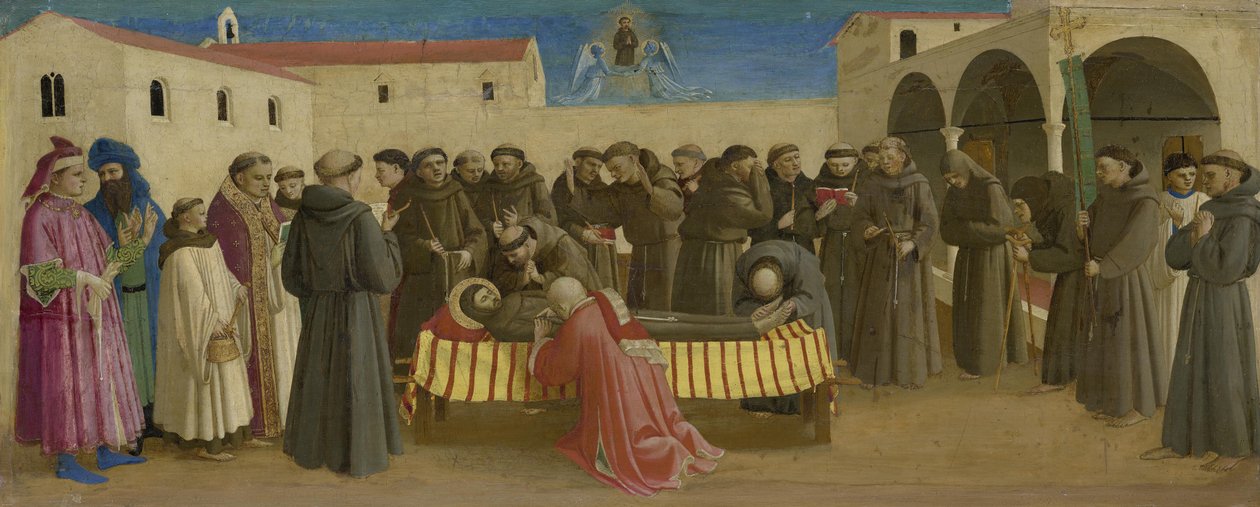 Egy predella része: gyászmise Szent Ferencért alkotó: Fra Angelico