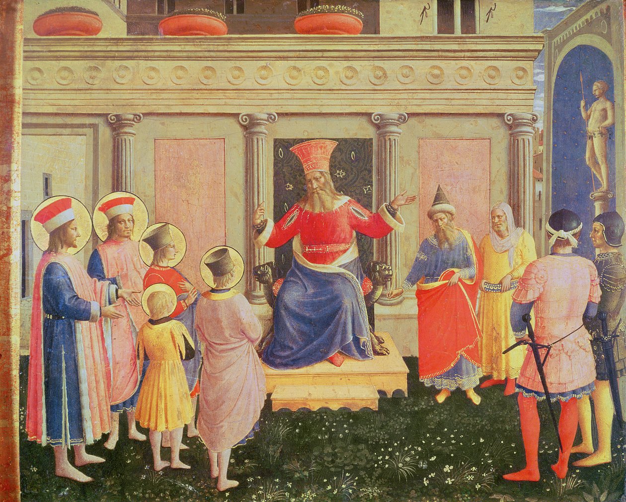 Cosmas és Damian szentek és testvéreik Lysias prokonzul előtt, a Szent Márk oltárkép predellájából, 1438-40 (tempera a táblán) alkotó: Fra Angelico