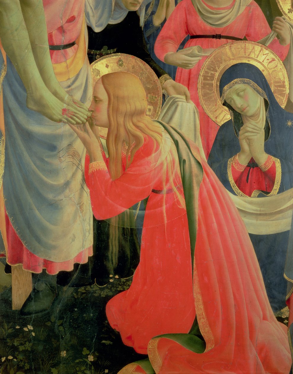 Santa Trinita oltárkép, Mária Magdolna részlete, 1434 körüli tempera és arany papellán alkotó: Fra Angelico