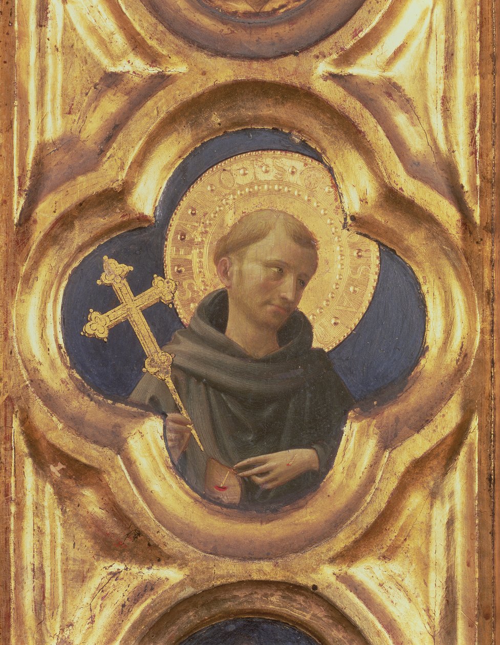 Santa Trinita oltárkép, részlet Szent Ferenc fejéről, 1434 körüli tempera és arany a panelen alkotó: Fra Angelico