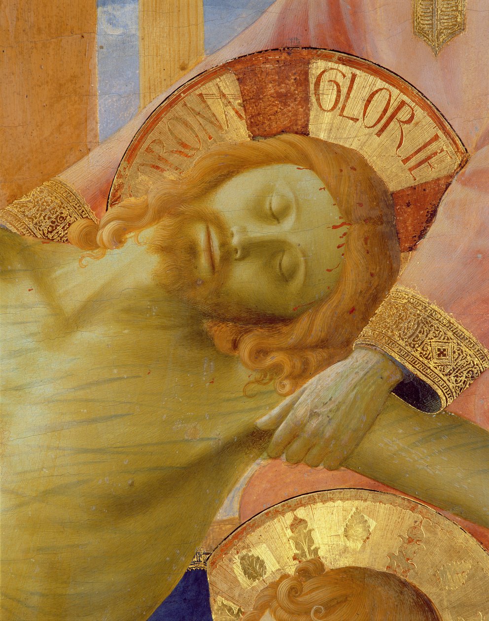 Santa Trinita oltárkép, a halott Krisztus fejének részlete, 1434 körüli tempera és arany a panelen alkotó: Fra Angelico