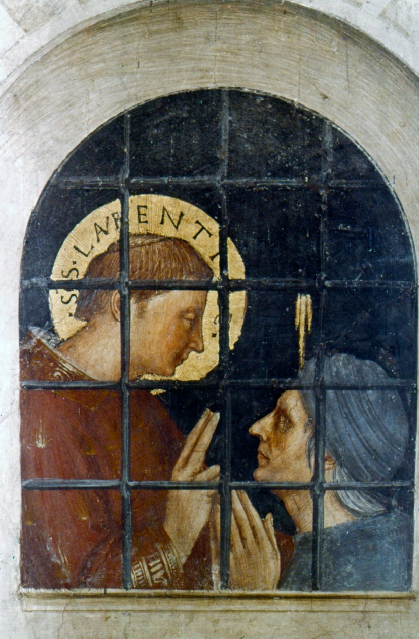 Szent Laurence börtönőrét alakítja, 15. század eleje alkotó: Fra Angelico