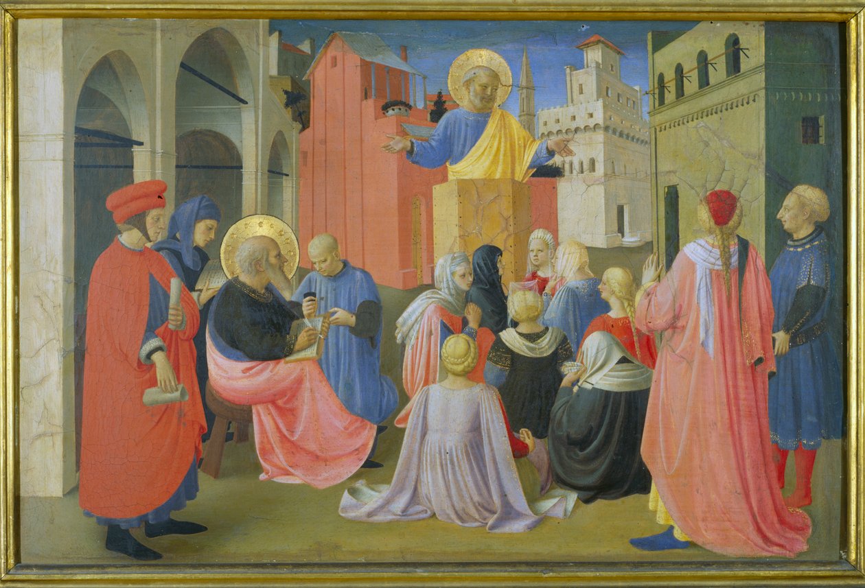 Szent Péter prédikál, predella a Linaiuoli-triptichonról, 1433 (tempera, tábla) alkotó: Fra Angelico