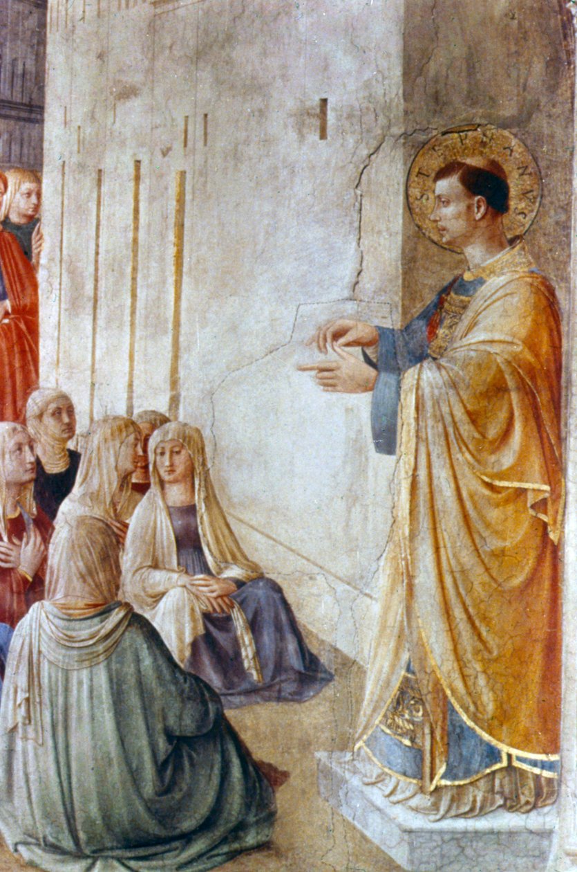 Szent István Prédikációs részlet, 15. század közepe alkotó: Fra Angelico