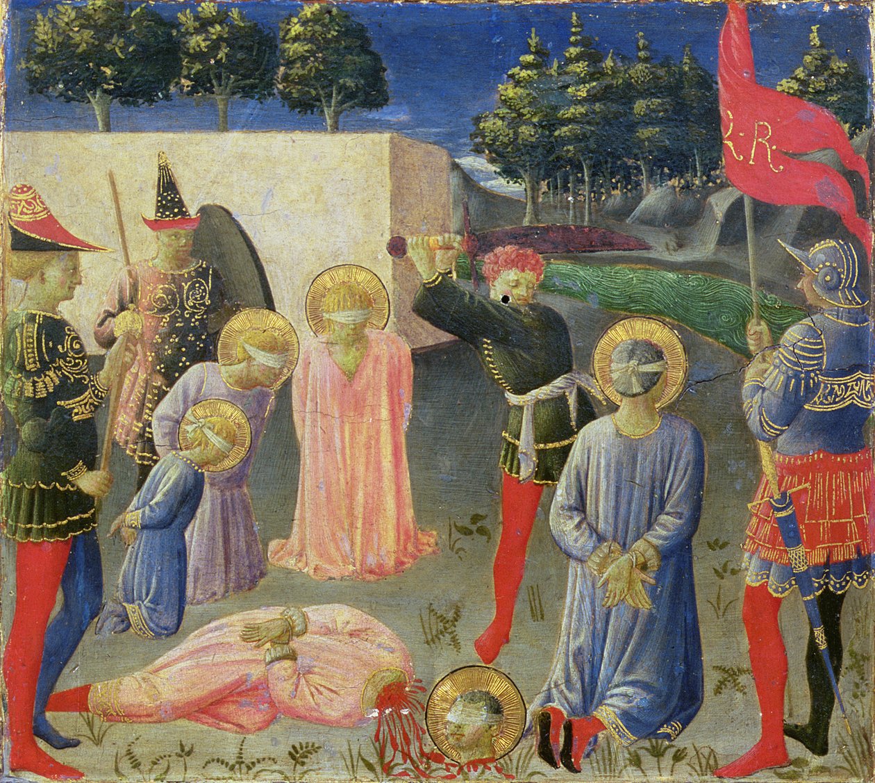 Szent Kozma és Szent Damján lefejezése, az Annalena-oltárkép predellájáról, 1434 körül (tempera, tábla) alkotó: Fra Angelico