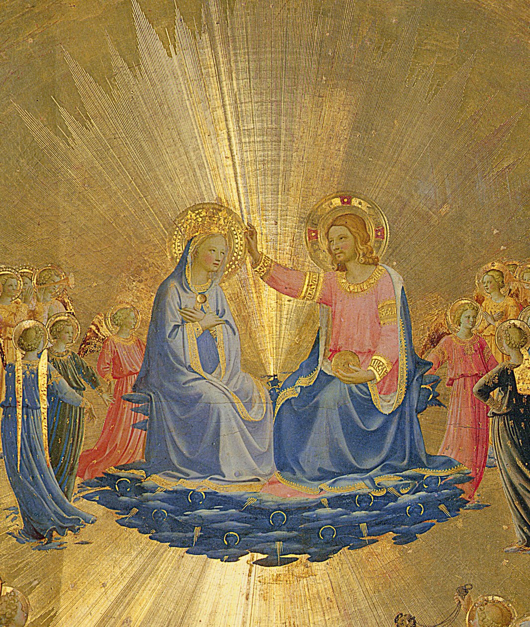 A Szűz koronázása, 1440 körül (tempera a panelen) (49984 központi részlete) alkotó: Fra Angelico