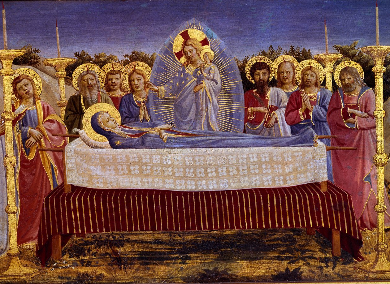 A Szűz halála, részlet, 1435 körüli tempera a 78968-as panelrészleten alkotó: Fra Angelico