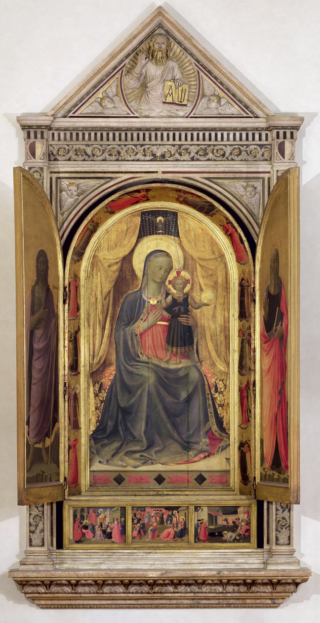 A linaiuoli triptichon (nyitott redőnyökkel): János Keresztelővel és Szent Márkkal, 1433 (tempera, tábla) (részleteket lásd 119416). alkotó: Fra Angelico