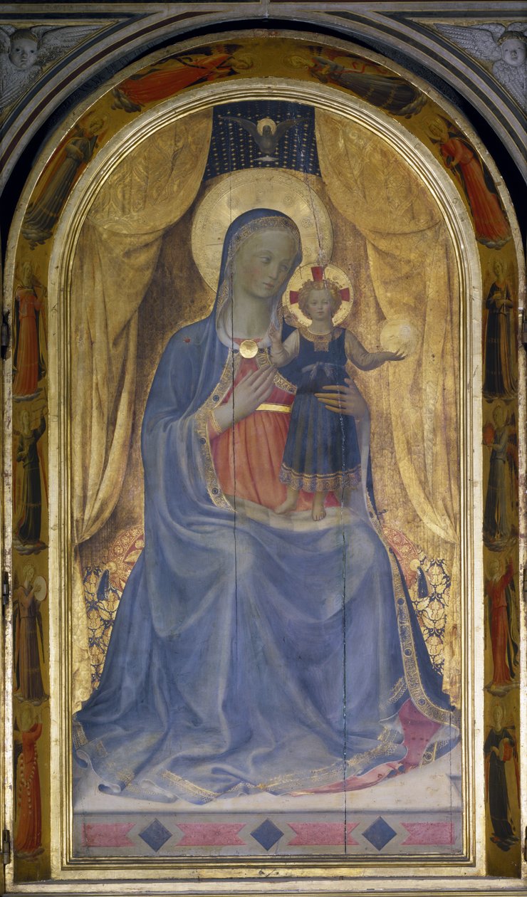 A Linaiuoli-triptichon, a Szűz és a trónoló gyermek részlete, 1433-as tempera a táblán lásd még: 76093 alkotó: Fra Angelico