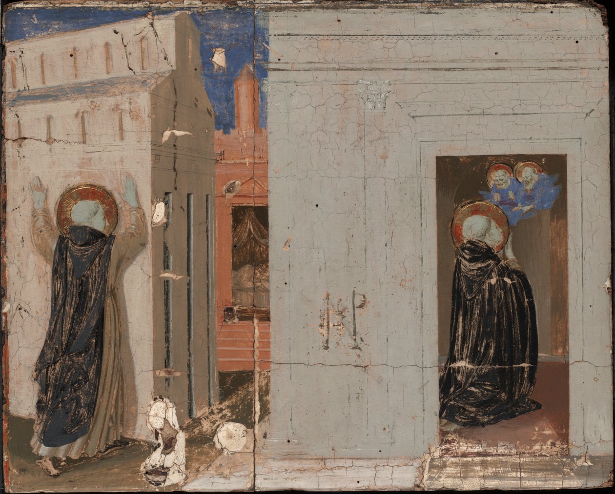 III. Innocent pápa látomása; Szent Péter és Pál Szent Domonkosnak megjelenni alkotó: Fra Angelico