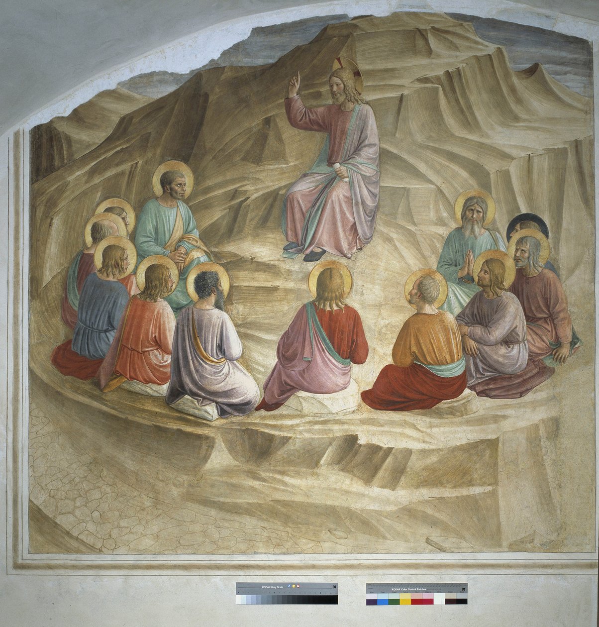 a hegyi prédikáció: Krisztus beszél az apostolokkal 1438 alkotó: Fra Angelico