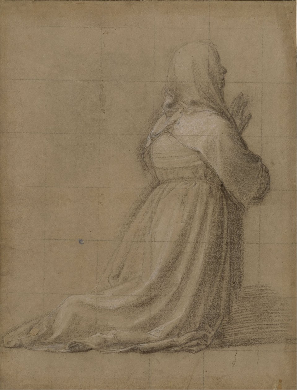Imádkozó, térdelő nő hátulról nézve (Szent Katalin alakjának tanulmánya) alkotó: Fra Bartolomeo
