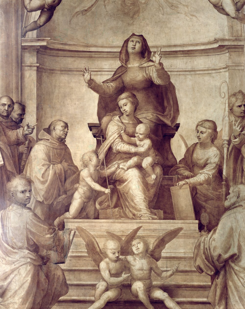 A Nagytanács oltárképe, a Sacra Conversazionét ábrázoló részlet, 1510 olaj, panel részlet a 94753 lásd még 94718-21 alkotó: Fra Bartolommeo
