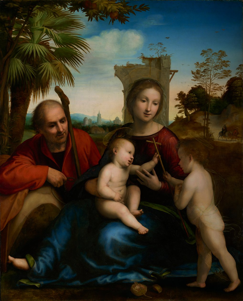 A pihenés az egyiptomi repülésben Keresztelő Szent Jánossal, 1509 körül alkotó: Fra Bartolommeo