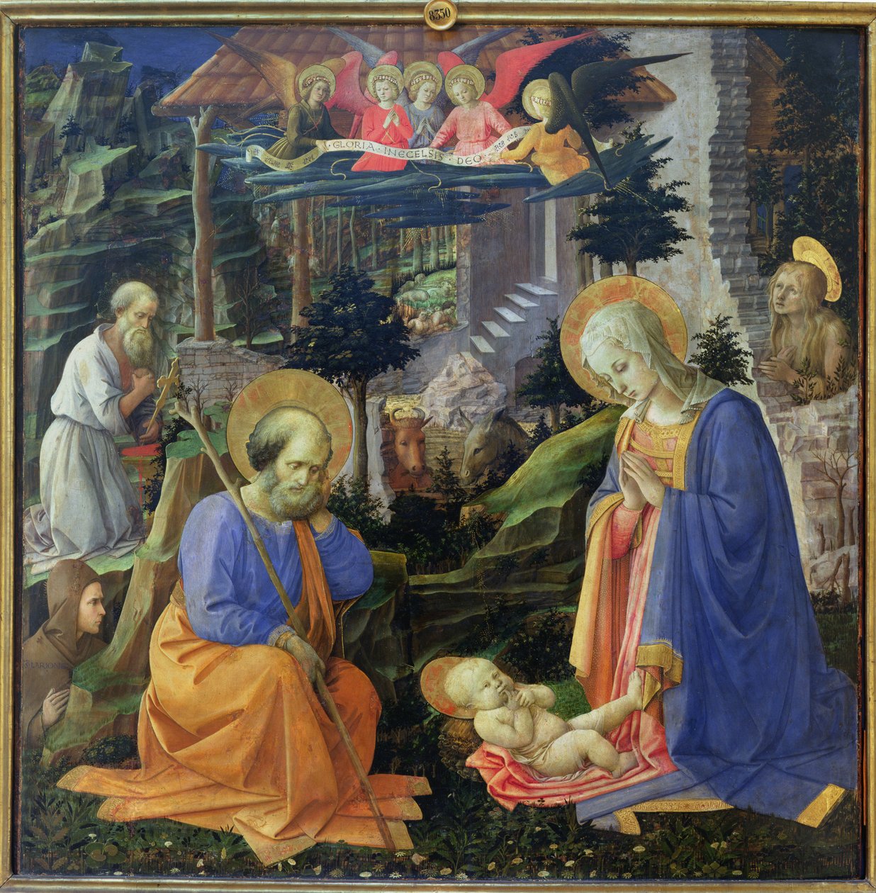 A Gyermek imádása SS-sel. Hilary, Jeromos, Mária Magdolna és az angyalok (tempera a panelen) alkotó: Fra Filippo Lippi