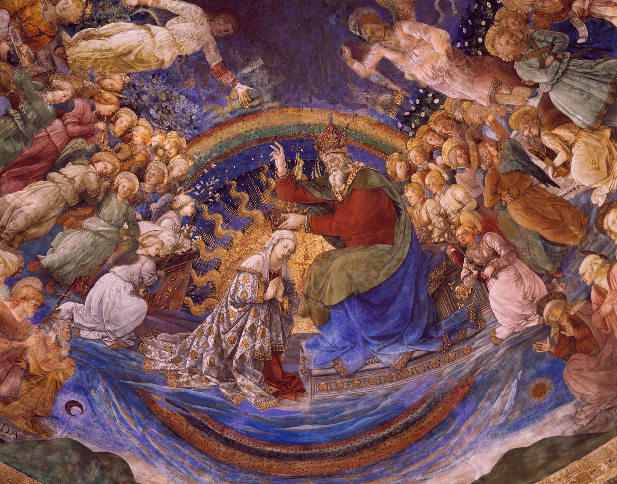 A Szűz koronázása, részlet a Szűz élete ciklusból alkotó: Fra Filippo Lippi
