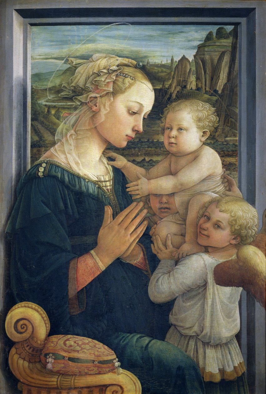Madonna és gyermeke angyalokkal, 1455 körül (tempera a panelen) alkotó: Fra Filippo Lippi