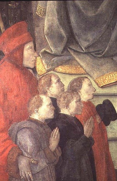 Datini és Buonomini del Ceppo portréja a Madonna del Ceppo oltárképről alkotó: Fra Filippo Lippi