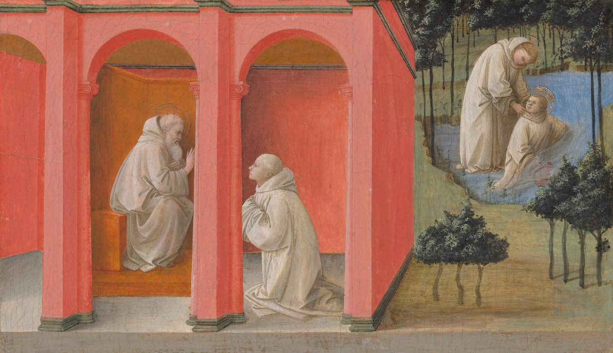 Szent Benedek megbízza Szent Maurust, hogy siessen Szent Placidus segítségére alkotó: Fra Filippo Lippi