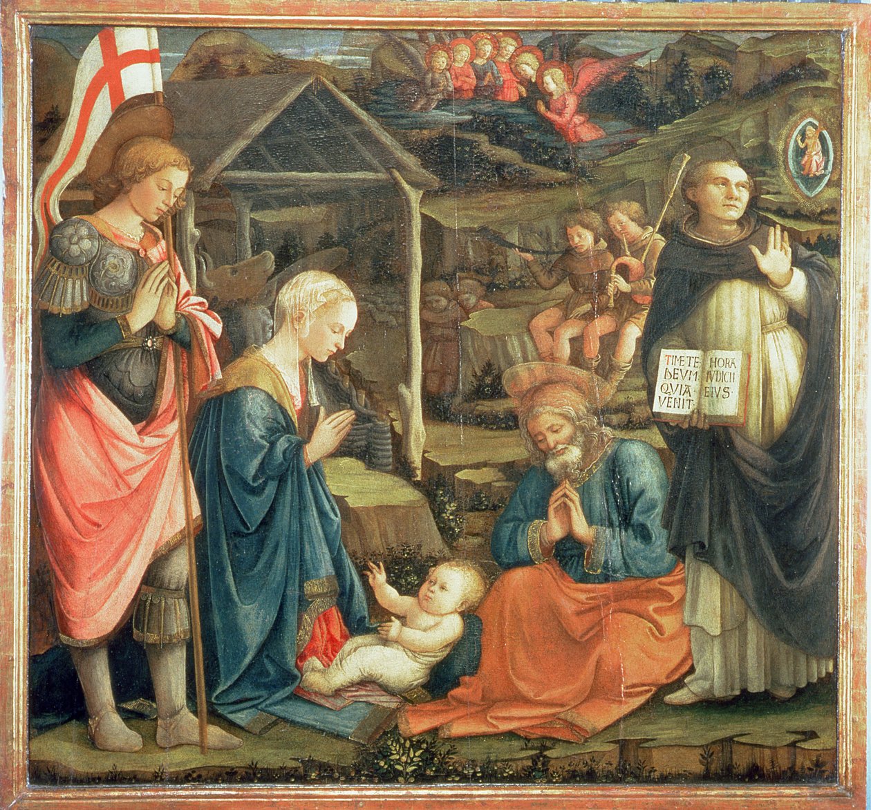 Születés SS-szel. Mihály és Domonkos, 1470 alkotó: Fra Filippo Lippi