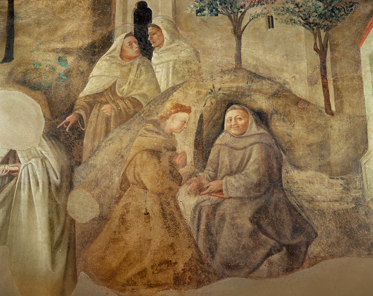 A karmelita uralom reformja, négy karmelita szerzetes részlete, 1422 körüli freskórészlet 94764-ből alkotó: Fra Filippo Lippi