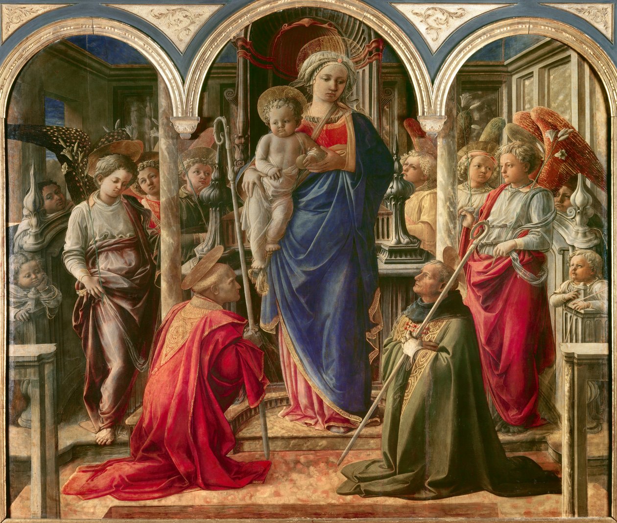 A Szűz és a Gyermek angyalokkal körülvéve, Szent Frediano (Fridianus de Lucca vagy Frigidanus, Frigidianus, Frigianu) és Szent Ágoston, Pala Barbadori néven ismert, Filippo Lippi (1406-1469) oltárképe 1437-1438. A Barbadori család szponzorálja a bár számár alkotó: Fra Filippo Lippi
