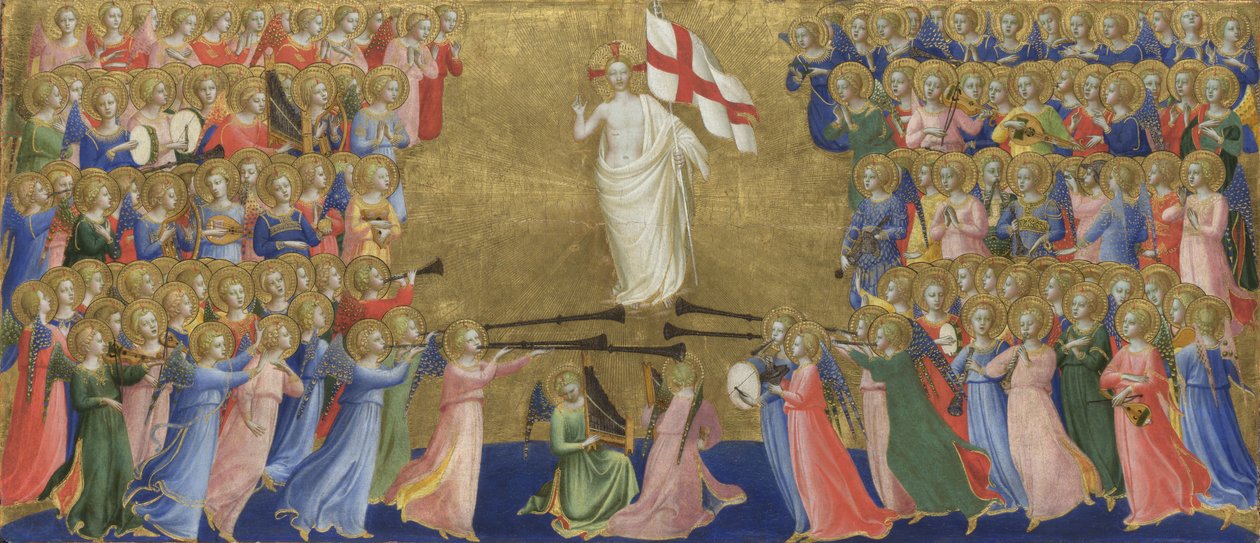 Krisztus megdicsőült a menny udvarában panel a Fiesole San Domenico oltárképből, c. 1423-1424 alkotó: Fra Giovanni Angelico da Fiesole