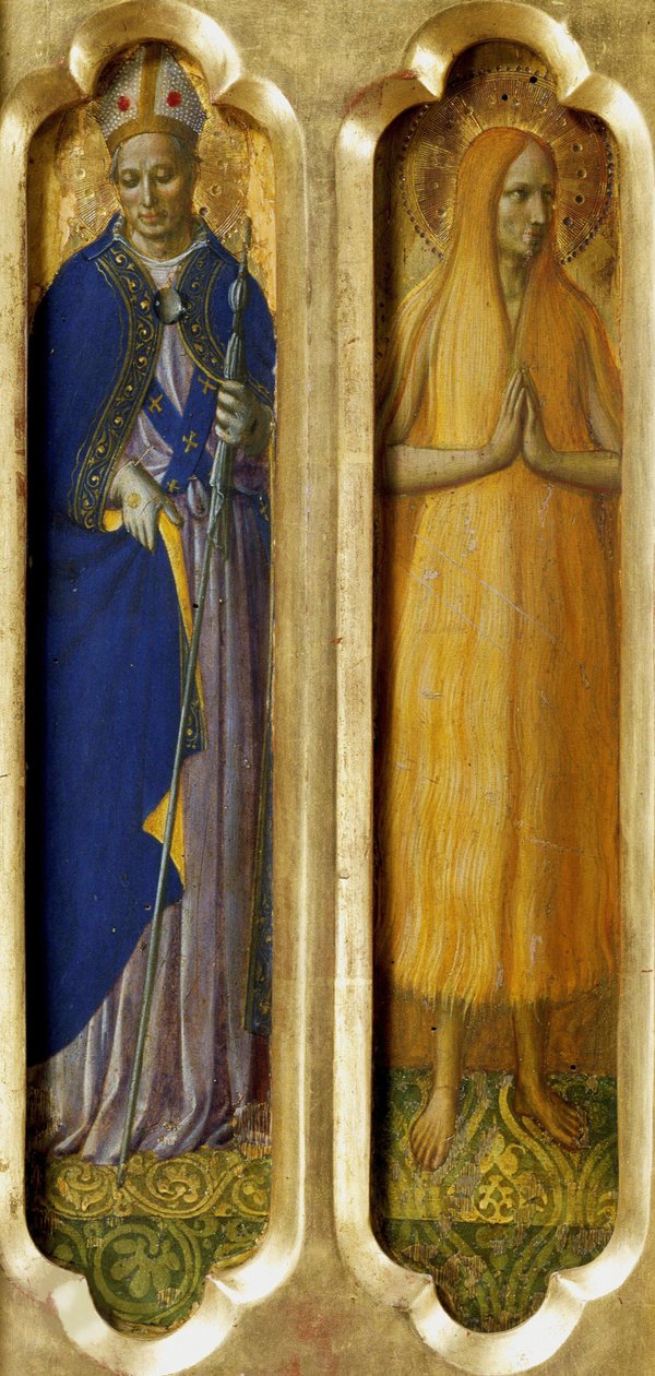 Toulouse-i Szent Lajos és Egyiptom Mária a perugiai oltárról, 1437 körül. alkotó: Fra Giovanni Angelico da Fiesole