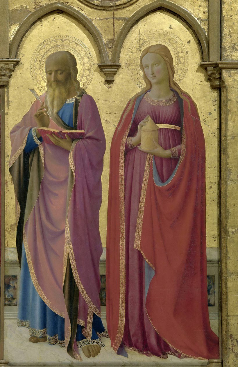 Szent Máté és Mária Magdolna. Cortona poliptichon, 1437 körül. alkotó: Fra Giovanni Angelico da Fiesole