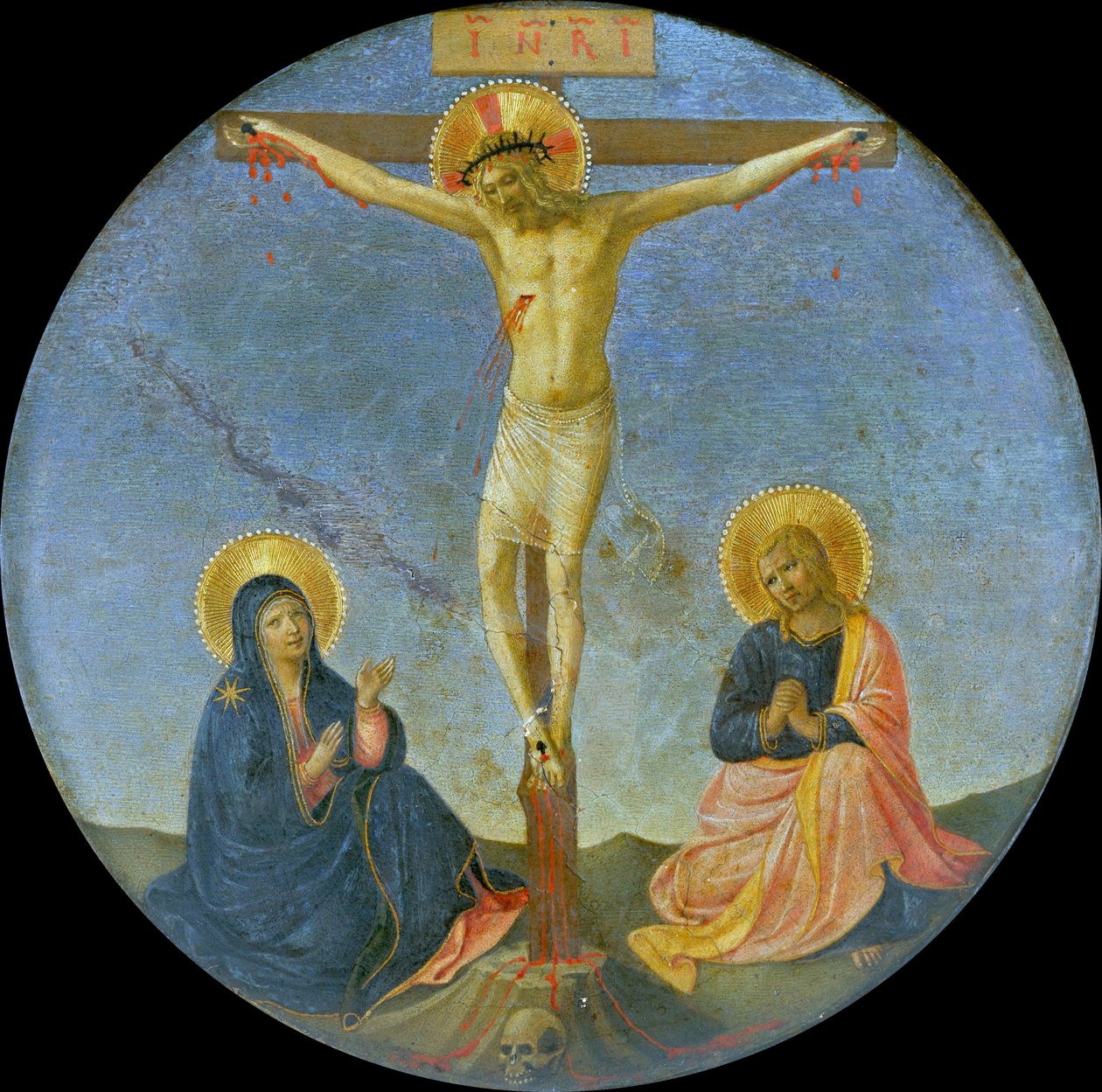 A keresztre feszítés Máriával és Tondo Szent János evangélistával, c. 1440. alkotó: Fra Giovanni Angelico da Fiesole