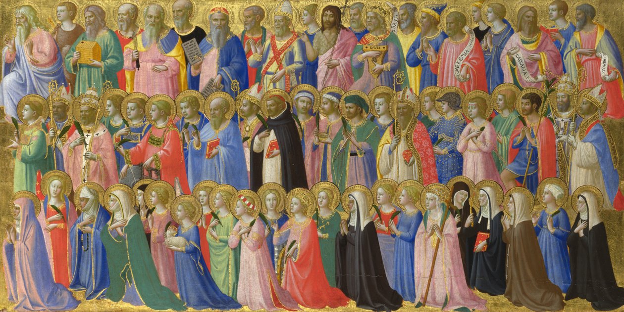 Krisztus elődei szentekkel és mártírokkal panel a Fiesole San Domenico oltárképből, c. 1423-1424 alkotó: Fra Giovanni Angelico da Fiesole