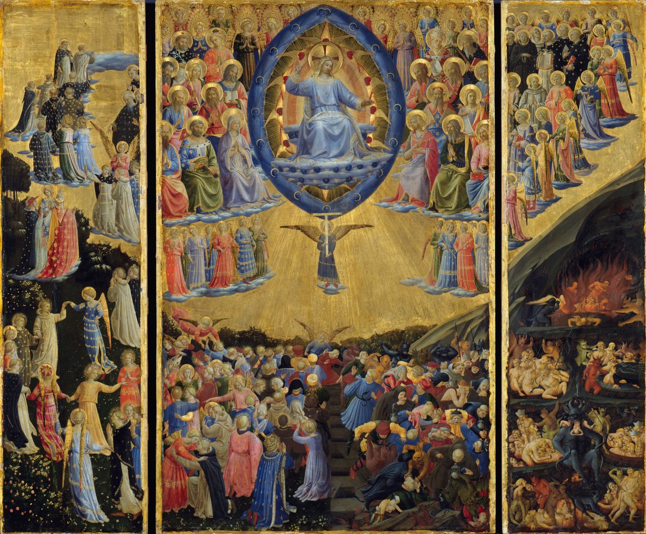 Az utolsó ítélet szárnyas oltárja, 15. század eleje. alkotó: Fra Giovanni Angelico da Fiesole