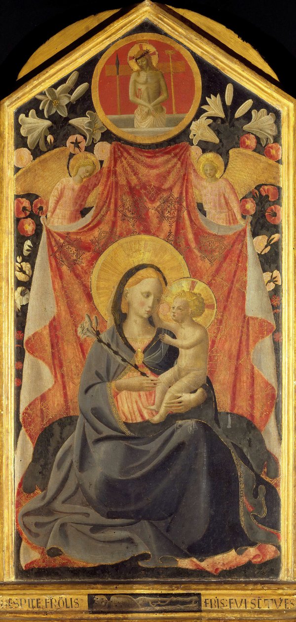 A Szűz és a Gyermek két angyallal. alkotó: Fra Giovanni Angelico da Fiesole