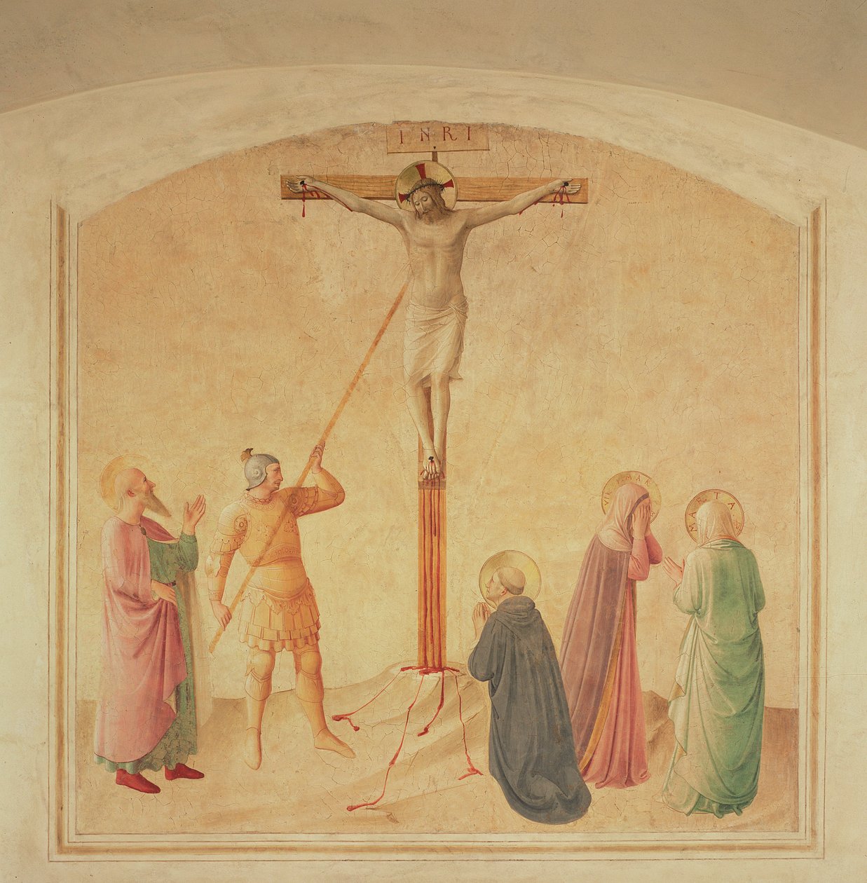 Keresztre feszítés, a lándzsatartó, 1438-45 körül alkotó: Fra Angelico