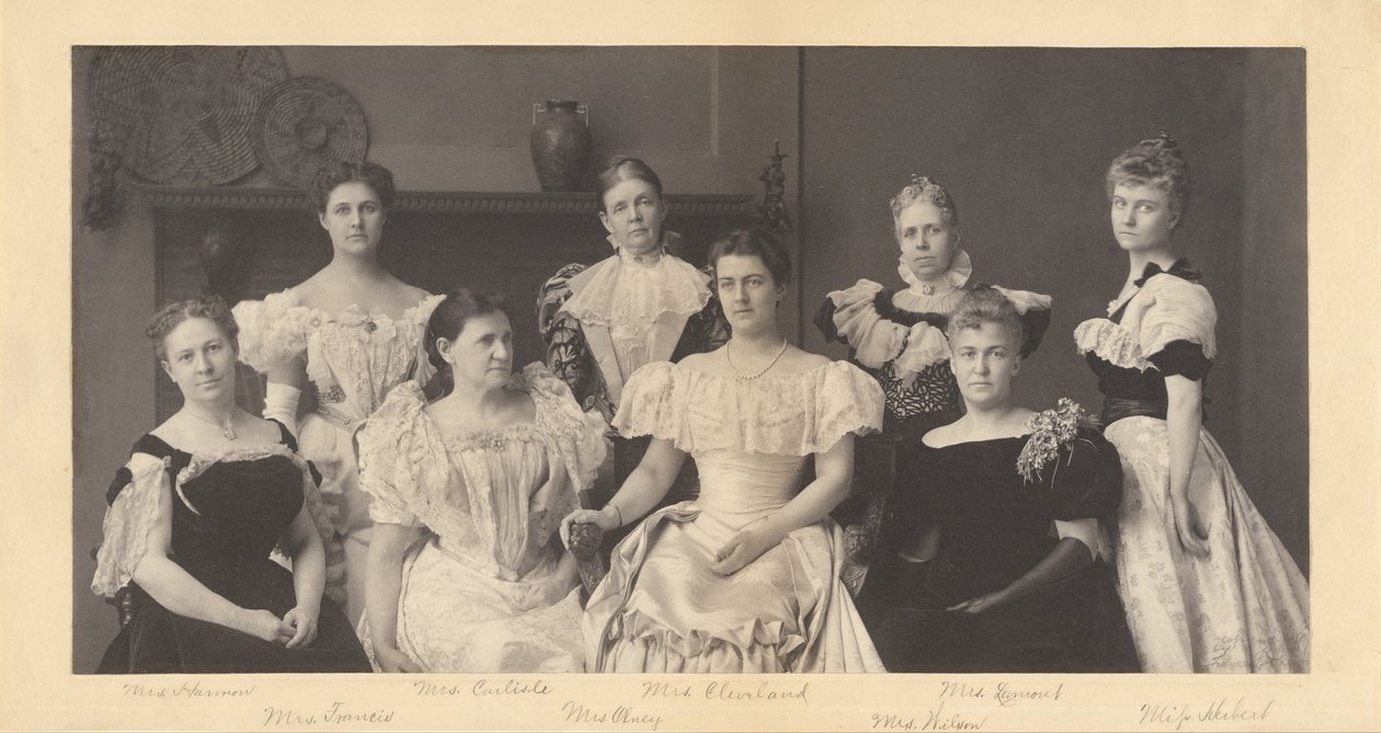 (Mrs. Grover Cleveland és Grover Cleveland elnök kabinet tagjainak feleségei) alkotó: Frances Benjamin Johnston