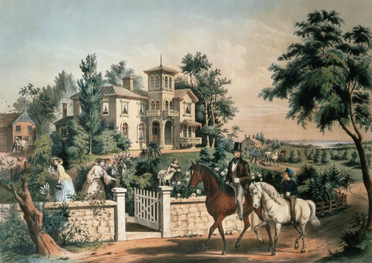 Amerikai vidéki élet, vésette Nathaniel Currier (1813-88) pub. Currier és Ives, New York, 1855 alkotó: Frances Flora Bond Palmer