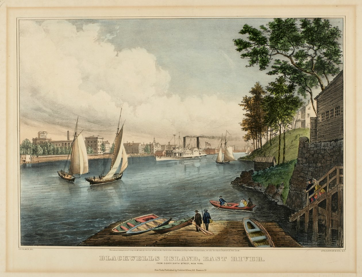 Blackwell-sziget, East River. A New York-i Eighty Sixth Street-ből, 1862 alkotó: Frances Flora Bond Palmer