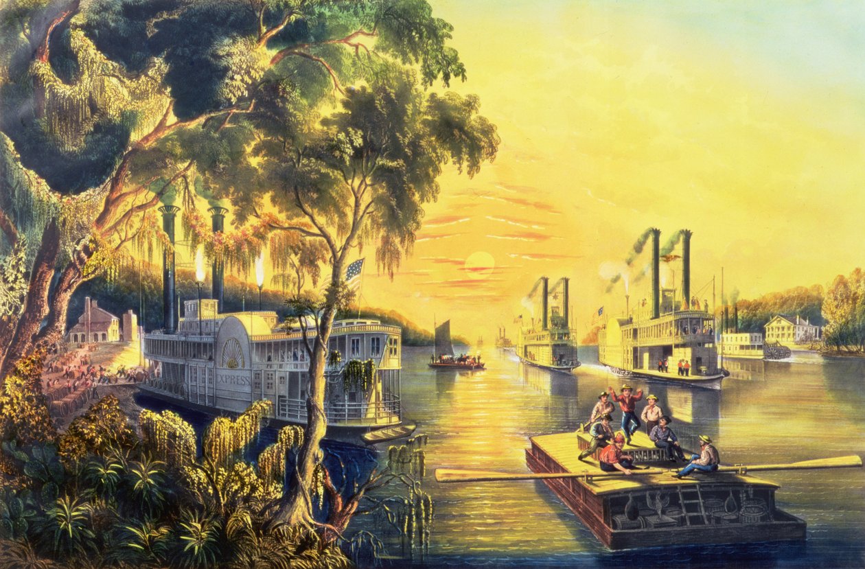 A Mississippi a béke idején, pub. Currier és Ives, New York, 1865 (lásd: 87963) alkotó: Frances Flora Bond Palmer