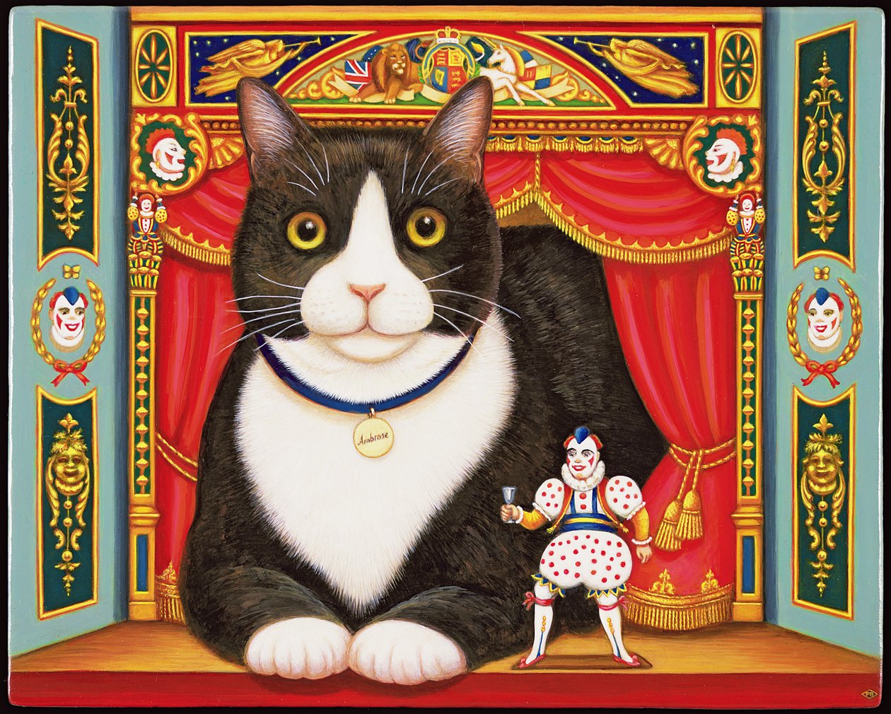 Ambrose the Theatre Cat, 2007 (olaj és tempera a panelen) alkotó: Frances Broomfield