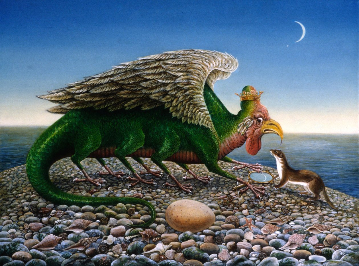 Bazilikusz, 1986 (olajok és tempera papíron) alkotó: Frances Broomfield