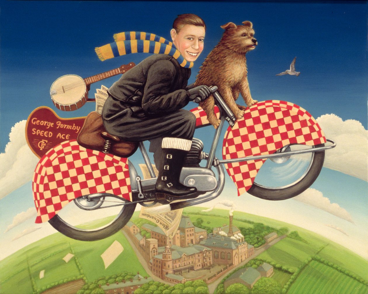 George Formby – Speed Ace, 1989 (olaj és tempera a panelen) alkotó: Frances Broomfield