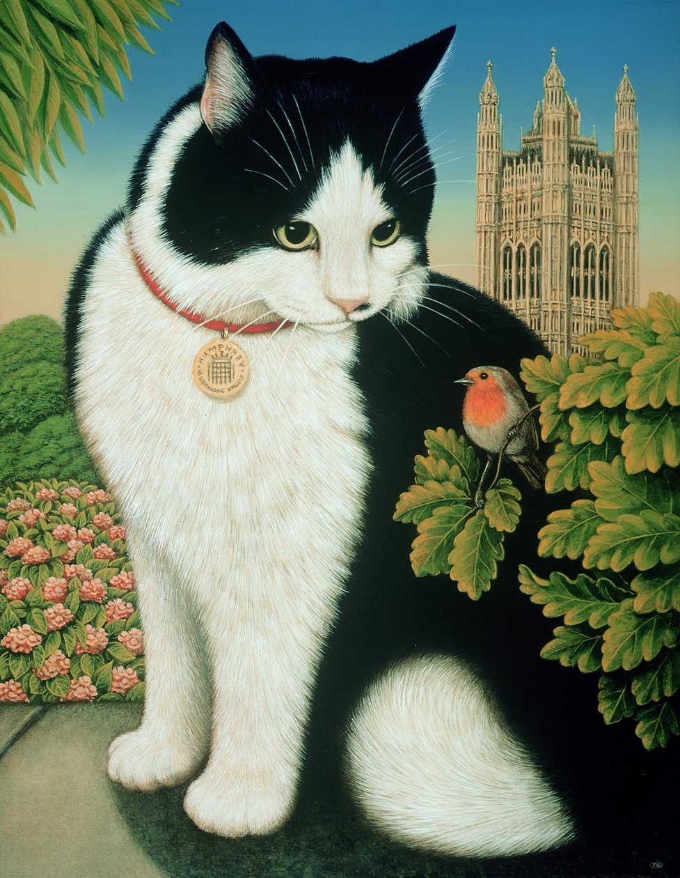 Humphrey, a Downing Street macska, 1995 (olaj és tempera a panelen) alkotó: Frances Broomfield