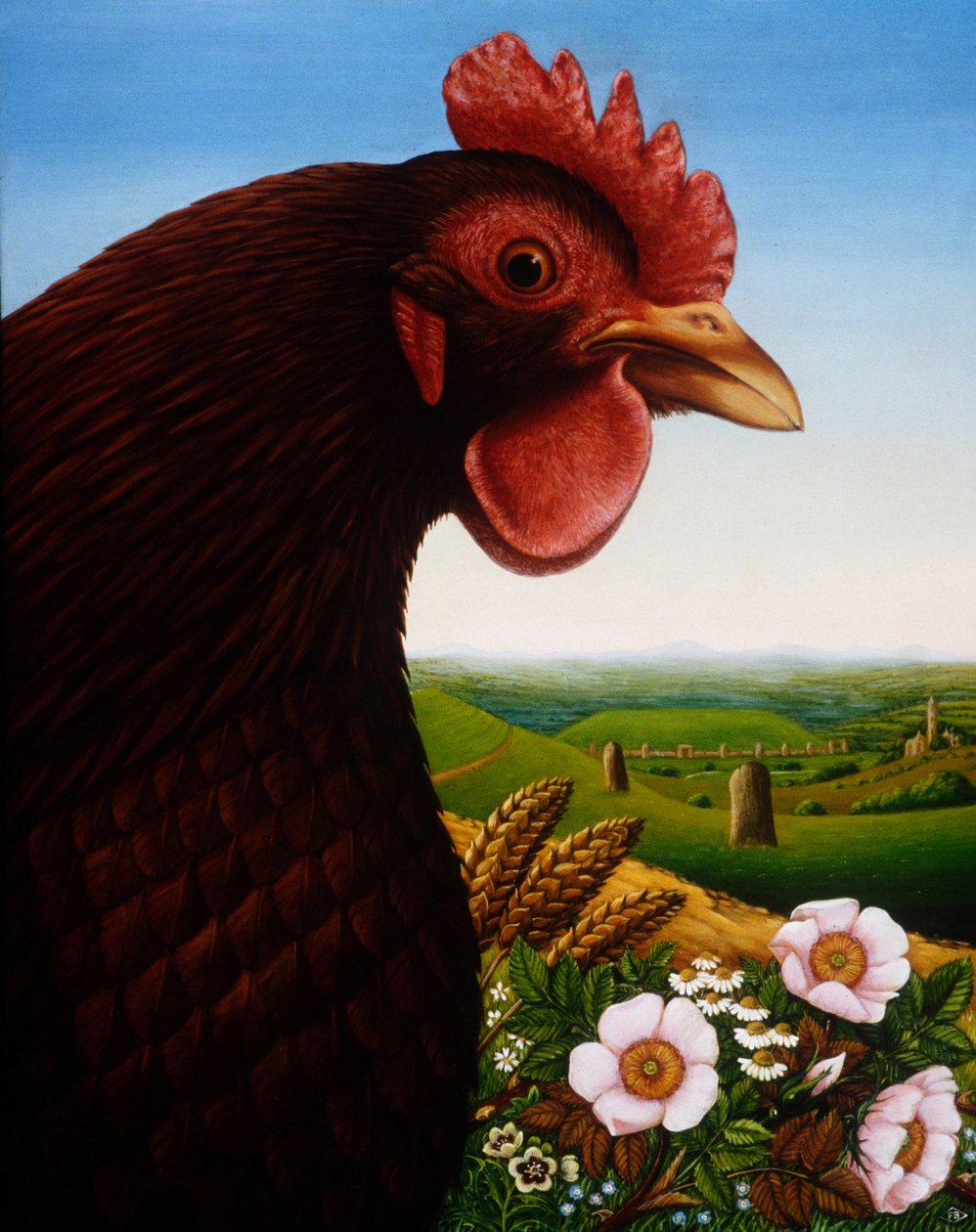 Egy elveszett királyság zenéje (Big Chicken), 1987 (olaj és tempera a panelen) alkotó: Frances Broomfield