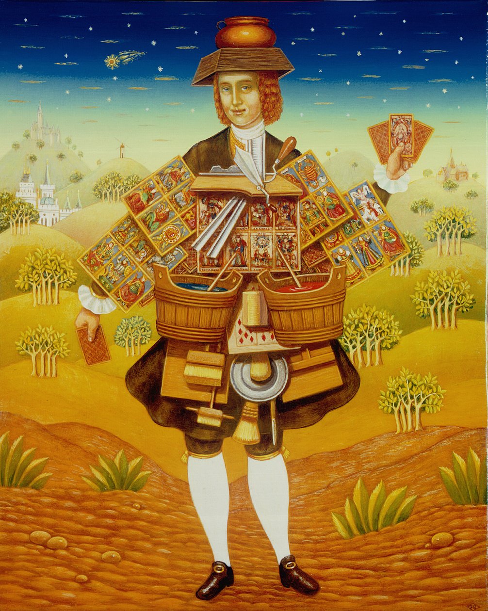 A kártyaértékesítő, 2003 (olaj és tempera a panelen) alkotó: Frances Broomfield